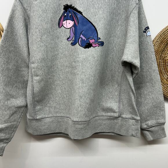Vintage 90s Disney Store Eeyore Crew Neck Sweatshirt Large Gray Cotton Winnie - Picture 5 of 7